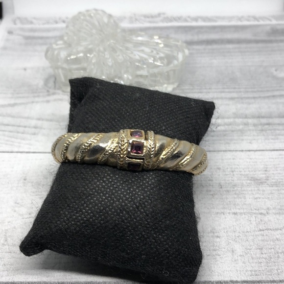 VINTAGE 2 tone regal statement clamper bangle bracelet - Picture 5 of 5
